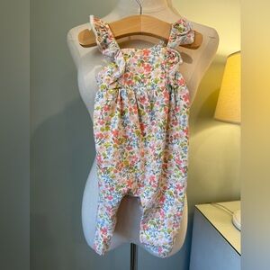 Carter’s - Infant Girl’s Floral Romper w/ruffles pink/peach/blue/green - 3 mos.